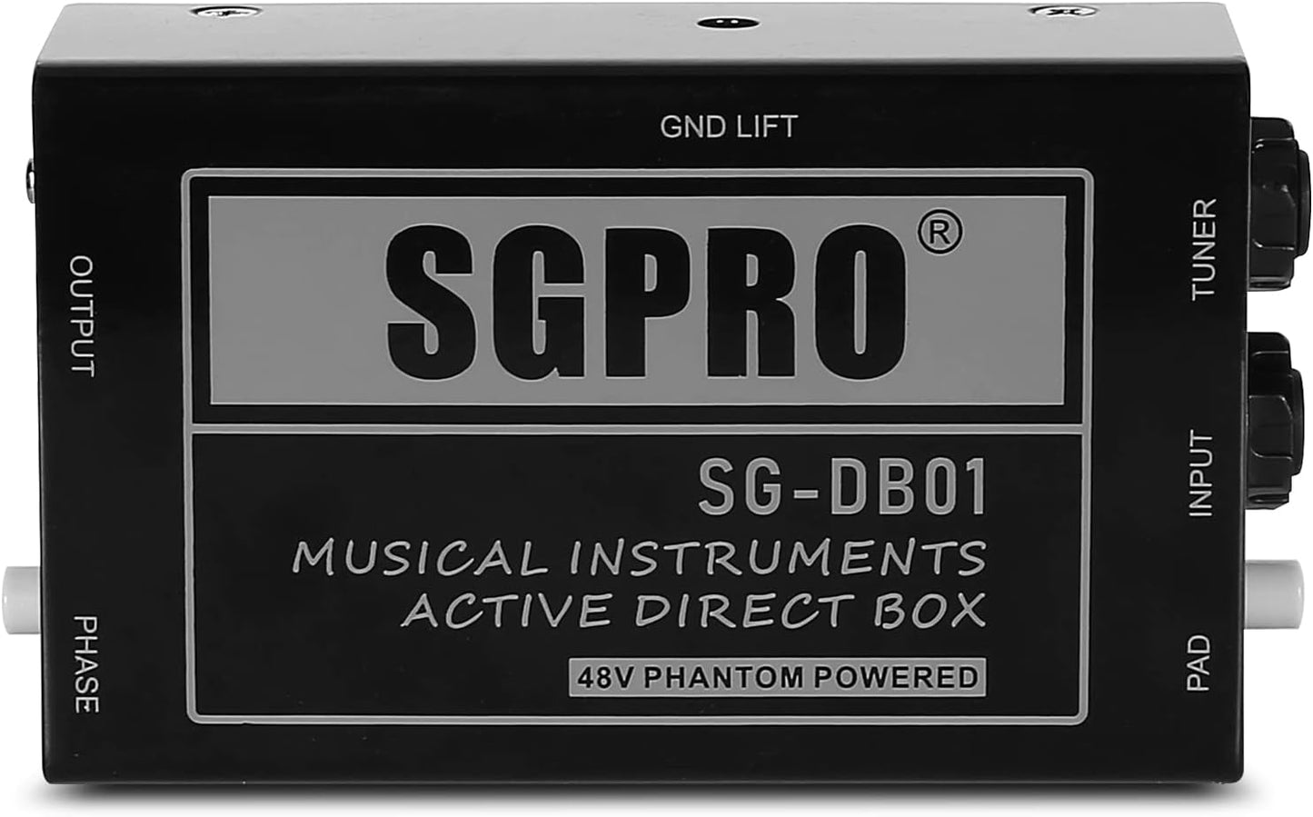 Direct Box, Recording Signal DI Box for Musical Instruments as Guitar, Bass Guitar, and Keyboard Live Performance or Studio, 1/4" to XLR, Ground Lift 48V Phantom Powered Compact Unit