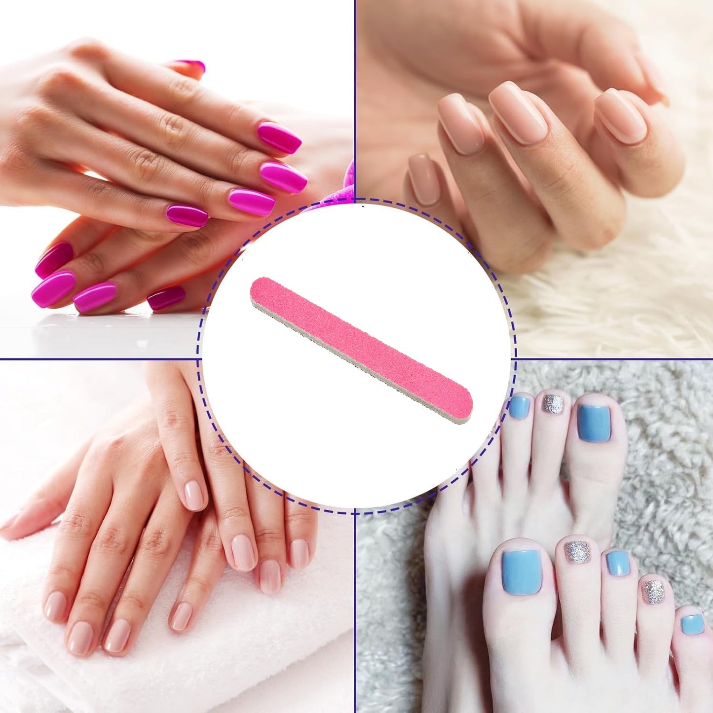 Premium Pink Nail Filer (17.6 × 2 cm) – Professional Manicure & Pedicure Nail Buffer for Perfect Nail Art