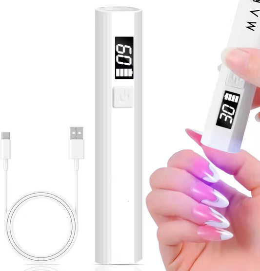 Portable USB Rechargeable UV/LED Nail Lamp – Mini Handheld Flash-Cure Light with LCD Timer (30s / 60s) – Ideal for Gel Polish, Nail Glue & Press-On Nails – Home & Travel Manicure