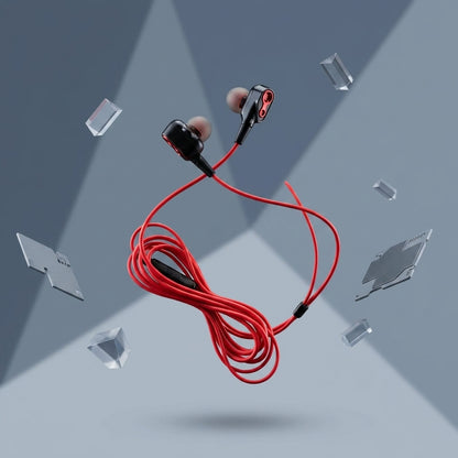 Dual Driver Gaming Earphones with Mic | Super Bass Red Cable 3.5mm (TOPK Orignal) - Pakistan