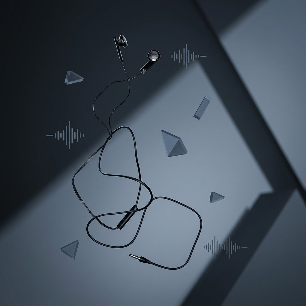 HTC Wired Earphones with Mic | Flat Earbud 3.5mm Jack Black - Pakistan