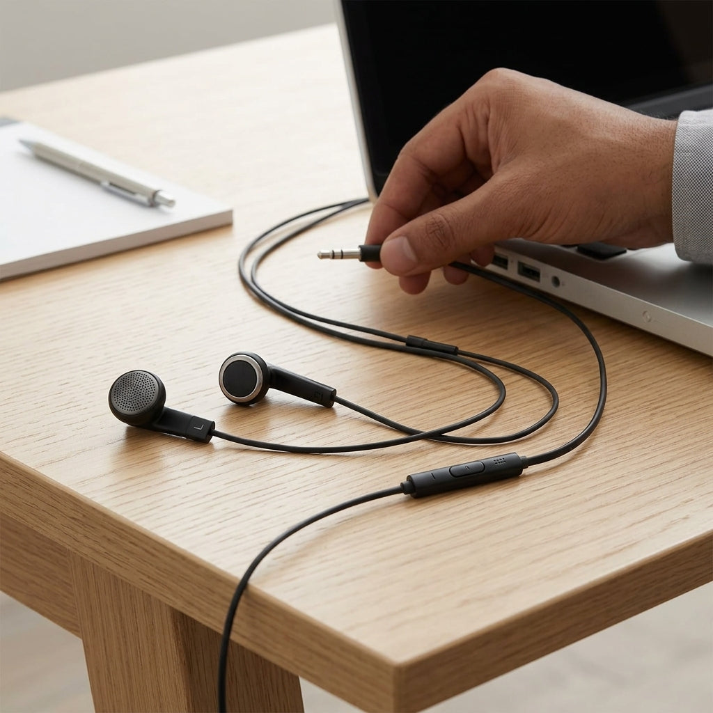 HTC Wired Earphones with Mic | Flat Earbud 3.5mm Jack Black - Pakistan