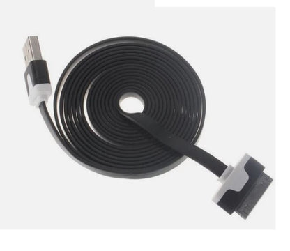 30-Pin USB Charging Cable for iPhone 4 / 4S – Flat Design Fast Sync & Charge Cable (Black, Durable Data Cable)