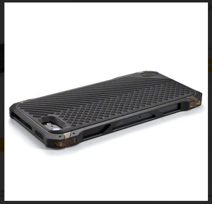 Luxury Aluminum Metal Bumper Phone Case Cover only – Shockproof Rugged Armor Element Style Cover with Anti-Slip Back & Camera Protection