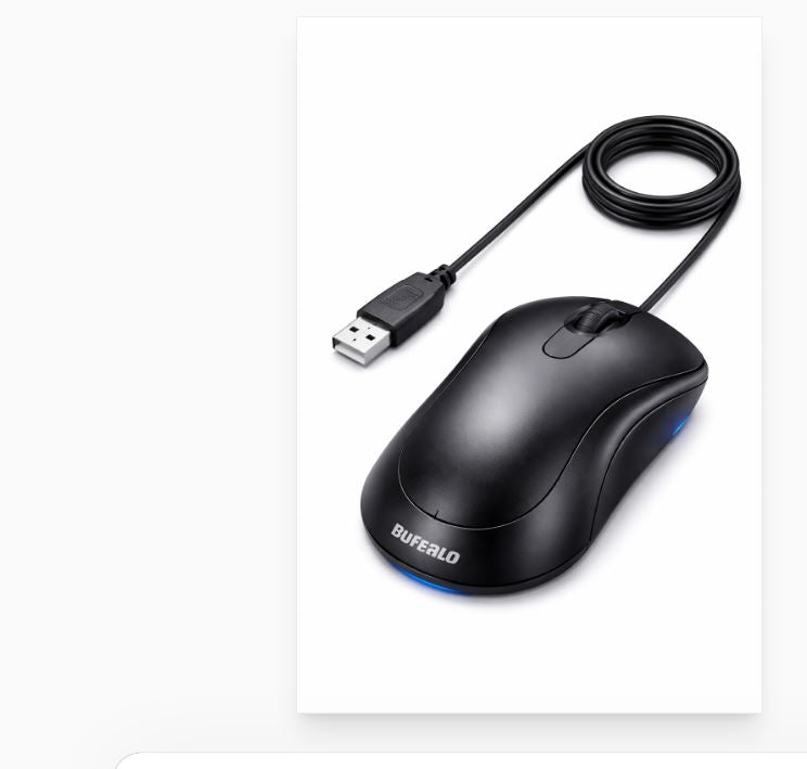 Wired Blue LED Silent USB 3 Button Mouse Buffalo Black BSMBU108 – Quiet Click, High Precision Optical Mouse for PC & Laptop