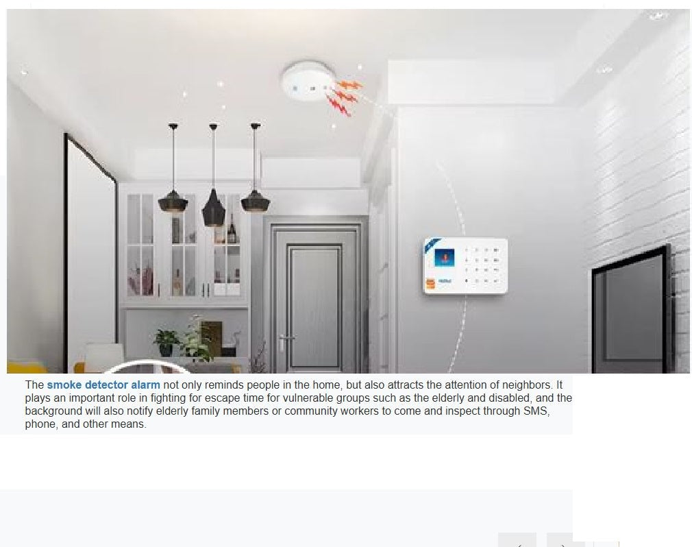 Wireless Smoke Detector Alarm 433MHz | Smart Fire Safety Sensor Compatible with 433MHz Security Systems