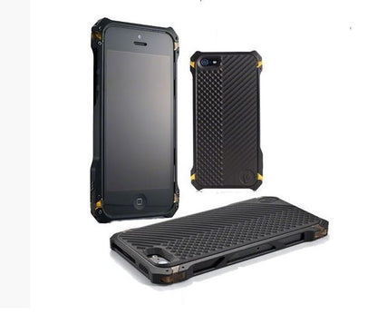 Luxury Aluminum Metal Bumper Phone Case Cover only – Shockproof Rugged Armor Element Style Cover with Anti-Slip Back & Camera Protection