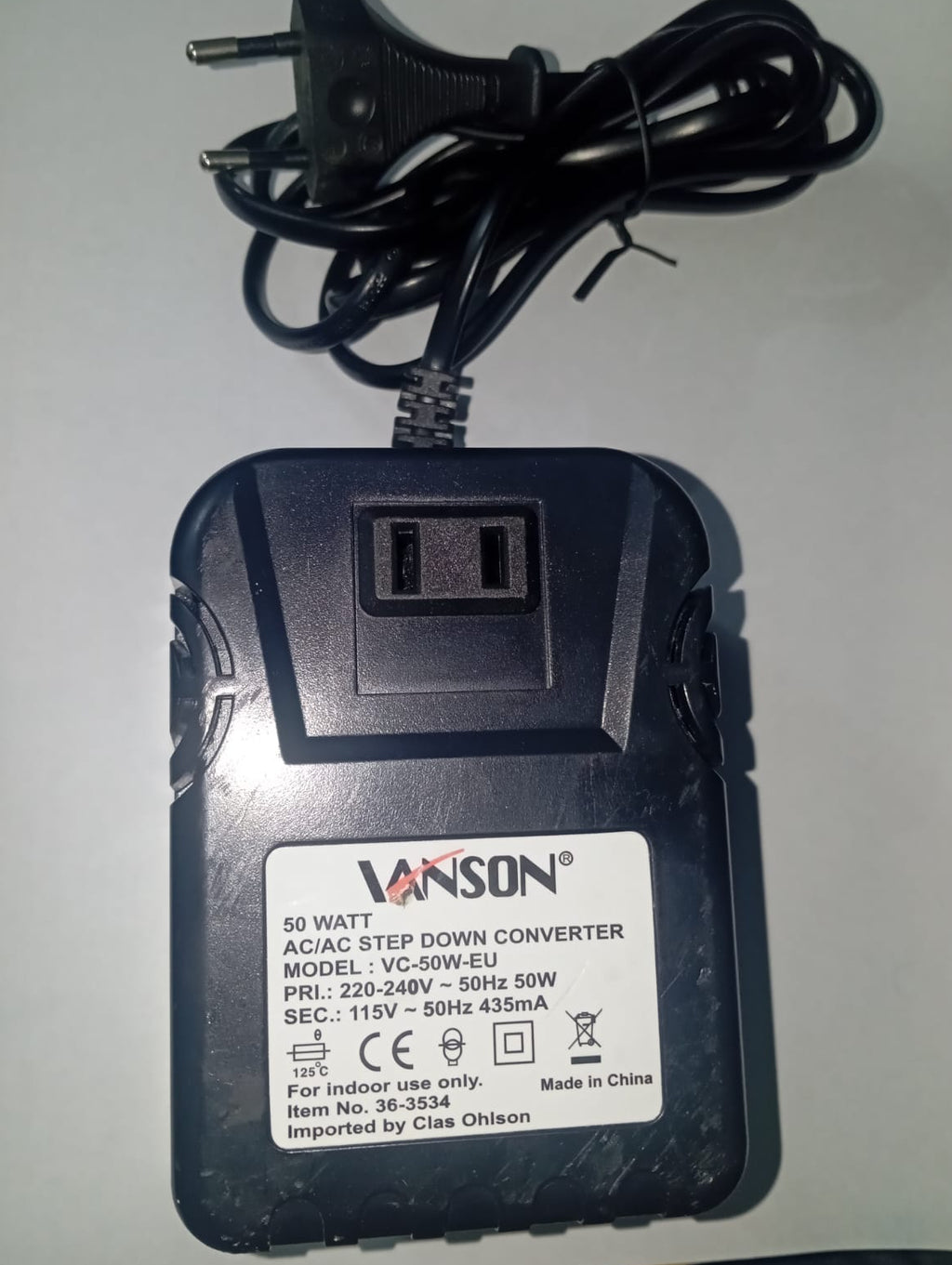 🔥 Vanson VC-50W-EU — 50W AC → AC Step-Down Converter (220V → 115V)