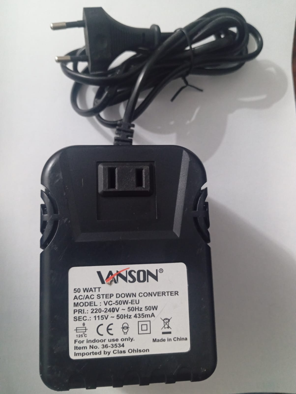🔥 Vanson VC-50W-EU — 50W AC → AC Step-Down Converter (220V → 115V)