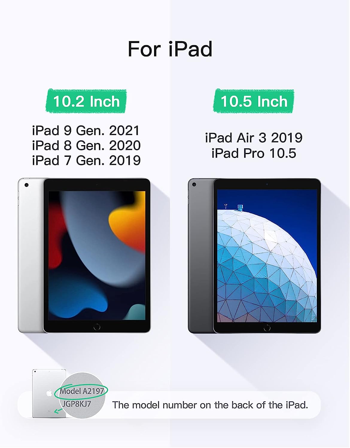 Bluetooth Keyboard Case for iPad 10.2" (7th/8th/9th Gen), iPad Air 10.5" (3rd Gen) &amp; iPad Pro 10.5" | Ultra Slim Magnetic Detachable Wireless Keyboard Cover