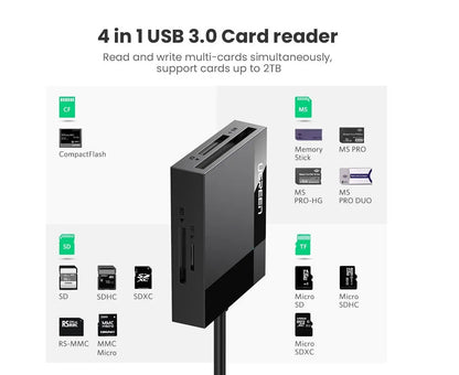UGREEN 30333 4-in-1 USB 3.0 Card Reader | SD TF CF MS | CR125