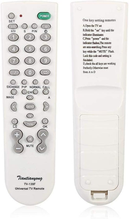 TV-139 Universal TV Remote Control Replacement – Compatible with Smart, LCD & LED Televisions | Easy Setup Remote
