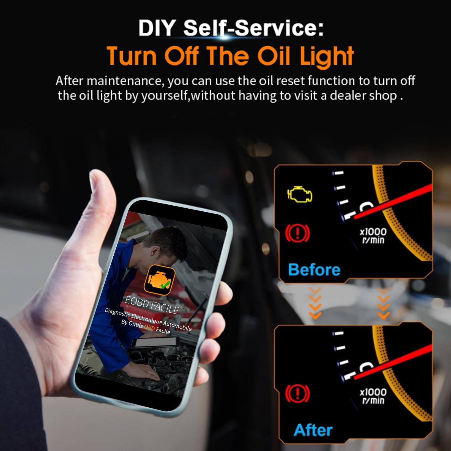 Vgate iCar2 BLE 4.0 OBD2 Bluetooth Adapter ELM327 Scanner Car Diagnostic Tool Engine System Diagnostic Tool for Android/IOS (Black/Orange)